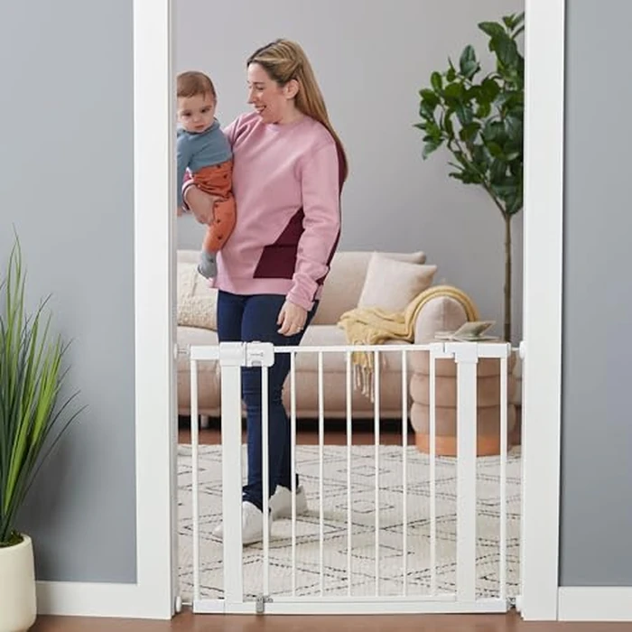 Safety 1st Easy Install Walk Thru Baby Gate for Doorway With Door, Dog Gates, Fits 29"-38", Easy Install 28" Tall, White by Safety 1st - Image 6