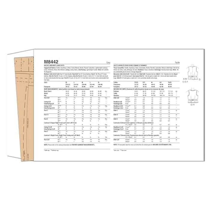McCall's M8442A Easy to Sew Misses' and Men's Lined Vests Sewing Pattern Kit, Design Code M8442, Sizes XS-S-M-L-XL by McCall's - Image 2