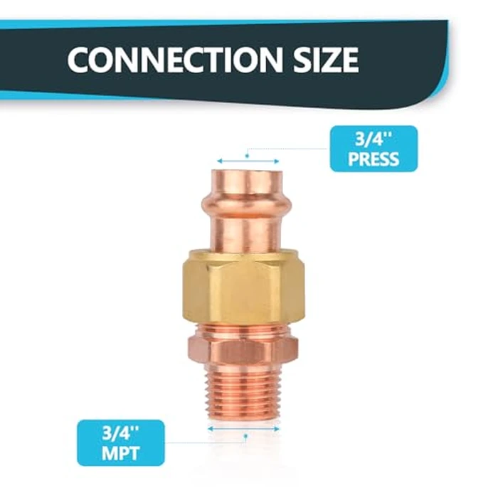 1 Pc Seelink Press Copper Male Adapter Union, 3/4" P x 3/4" MPT Pressure Fittings for Copper Tubing by Seelink - Image 2
