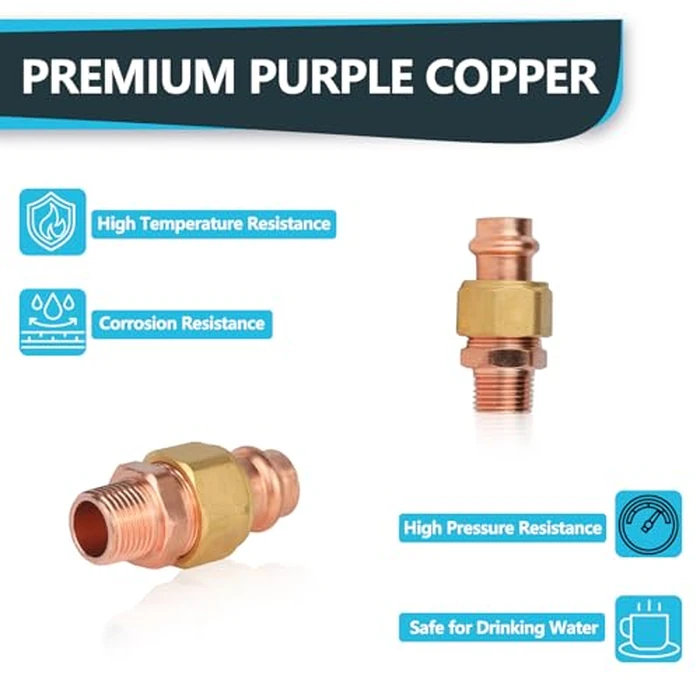 1 Pc Seelink Press Copper Male Adapter Union, 3/4" P x 3/4" MPT Pressure Fittings for Copper Tubing by Seelink - Image 4