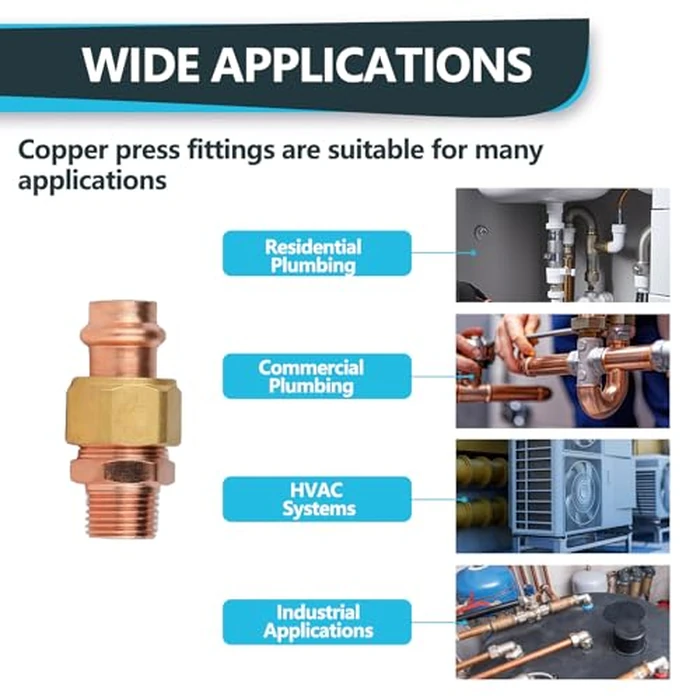 1 Pc Seelink Press Copper Male Adapter Union, 3/4" P x 3/4" MPT Pressure Fittings for Copper Tubing by Seelink - Image 6