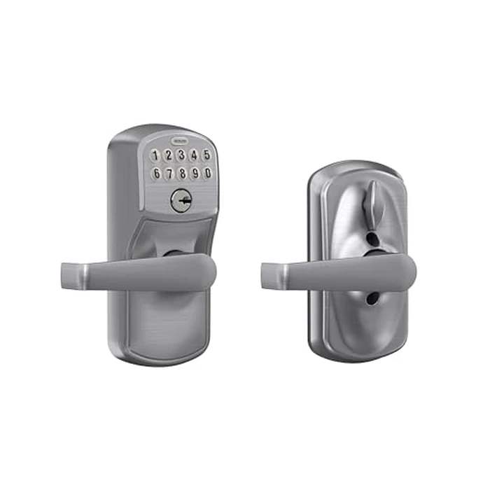 SCHLAGE Brushed Chrome FE595CS V PLY 626 ELA Plymouth Light Commercial Electronic Keypad Lock with Elan Lever(Satin Chrome) by SCHLAGE - Used - Like New condition - US$99.00