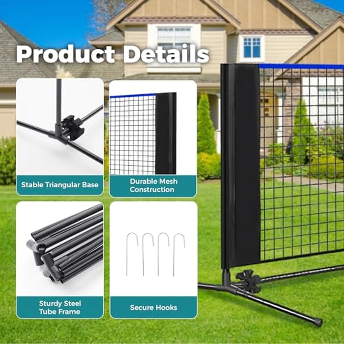 OLIXIS Portable Badminton Net, Height Adjustable Volleyball Net, Badminton Net with Carry Bag, Volleyball Net for Pool, BackyardGame Indoor Outdoor Use, 14FT Wide, Blue by OLIXIS - Image 3