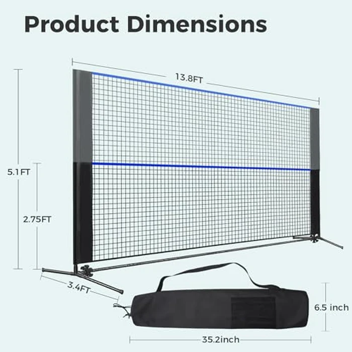 OLIXIS Portable Badminton Net, Height Adjustable Volleyball Net, Badminton Net with Carry Bag, Volleyball Net for Pool, BackyardGame Indoor Outdoor Use, 14FT Wide, Blue by OLIXIS - Image 6