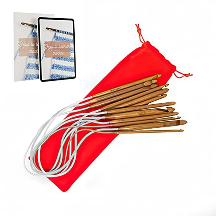 KnitPal 16-inch (40cm) Circular Crochet Hooks Double Ended Tunisian Crochet Hooks Set with Cable for Afghan Crocheting in the Round - 6 US Sizes: J/6mm, K/6.5mm, L/8mm, M/9mm, N/10mm, O/12mm by KnitPal - Used - Very Good condition - US$13.20