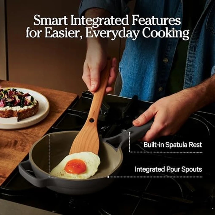Our Place Mini Always Pan 2.0-22cm (1.1L) Nonstick, Toxin-Free Ceramic Cookware | Patented 10-in-1 Aluminum Frying & Sauté Pan | Safe for Oven, Induction & All Cooktops up to 232 degreesC | Blue Salt by Our Place - Image 5