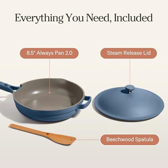Our Place Mini Always Pan 2.0-22cm (1.1L) Nonstick, Toxin-Free Ceramic Cookware | Patented 10-in-1 Aluminum Frying & Sauté Pan | Safe for Oven, Induction & All Cooktops up to 232 degreesC | Blue Salt by Our Place - Image 8