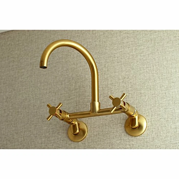 Kingston Brass KS414SB Concord 8" Adjustable Center Wall Mount Kitchen Faucet, 7-1/16" in Spout Reach, Satin Brass by Kingston Brass - Image 2
