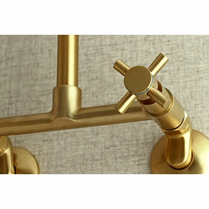 Kingston Brass KS414SB Concord 8" Adjustable Center Wall Mount Kitchen Faucet, 7-1/16" in Spout Reach, Satin Brass by Kingston Brass - Image 5