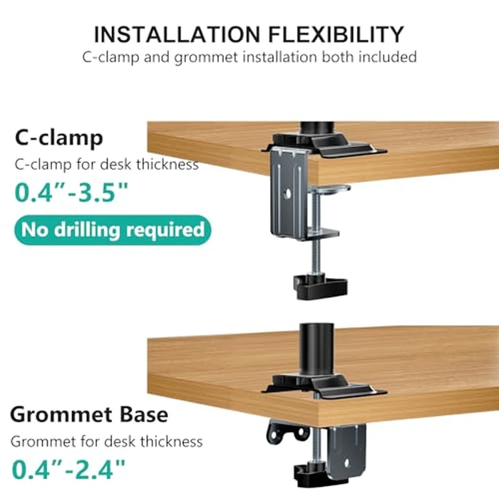 WALI Laptop Desk Mount for 17 inch Notebook, Adjustable Single Monitor Arm with Laptop Holder for 32 inch Screen, Laptops Stand with Ventilated Tray, Up to 22 lbs, (M00LP), Black by WALI - Image 7