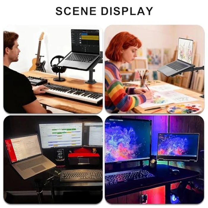 WALI Laptop Desk Mount for 17 inch Notebook, Adjustable Single Monitor Arm with Laptop Holder for 32 inch Screen, Laptops Stand with Ventilated Tray, Up to 22 lbs, (M00LP), Black by WALI - Image 8