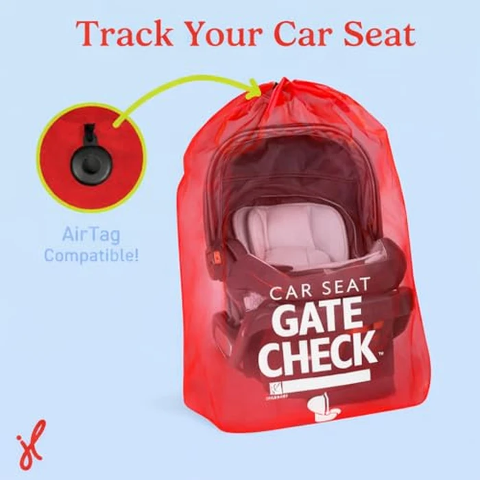 J.L. Childress Gate Check Travel Bag for Car Seats - Car Seat Travel Bag for Airplane, Fits All Baby & Infant Carriers, Airport Accessories for Gate Check, Flying Essentials, AirTag Compatible - Red by J.L. Childress - Image 3