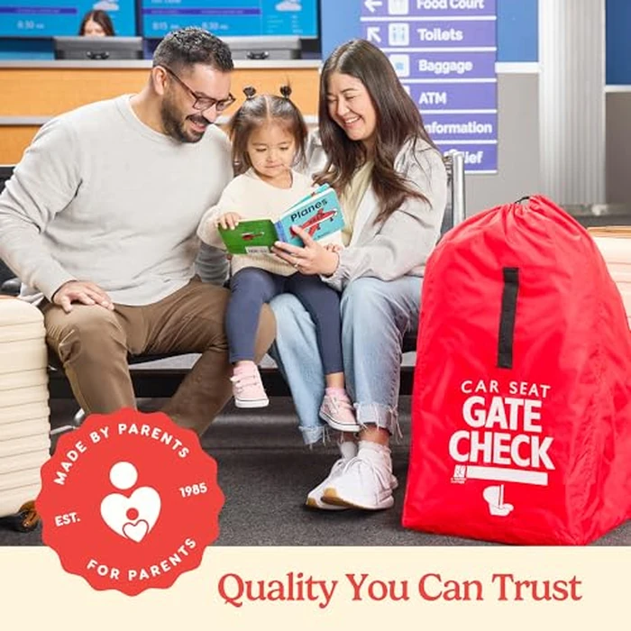J.L. Childress Gate Check Travel Bag for Car Seats - Car Seat Travel Bag for Airplane, Fits All Baby & Infant Carriers, Airport Accessories for Gate Check, Flying Essentials, AirTag Compatible - Red by J.L. Childress - Image 9