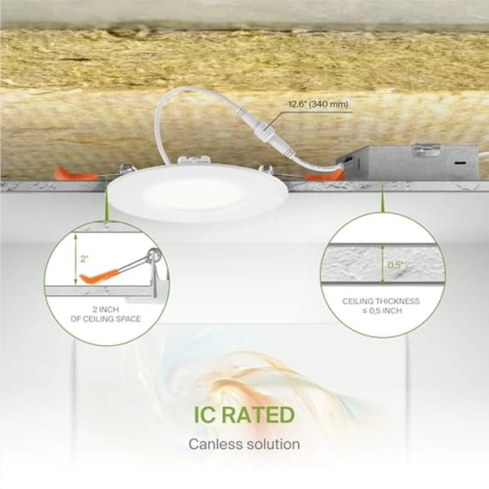 ASD 12 Pack 3 Inch LED Recessed Light 6W, 5 CCT 2700K-5000K CRI90+, IC Rated Ultra Thin Dimmable Ceiling Lights with J Box, Canless Wafer Downlight, Round Slim Panel Lighting, UL Energy Star, White by ASD - Image 7