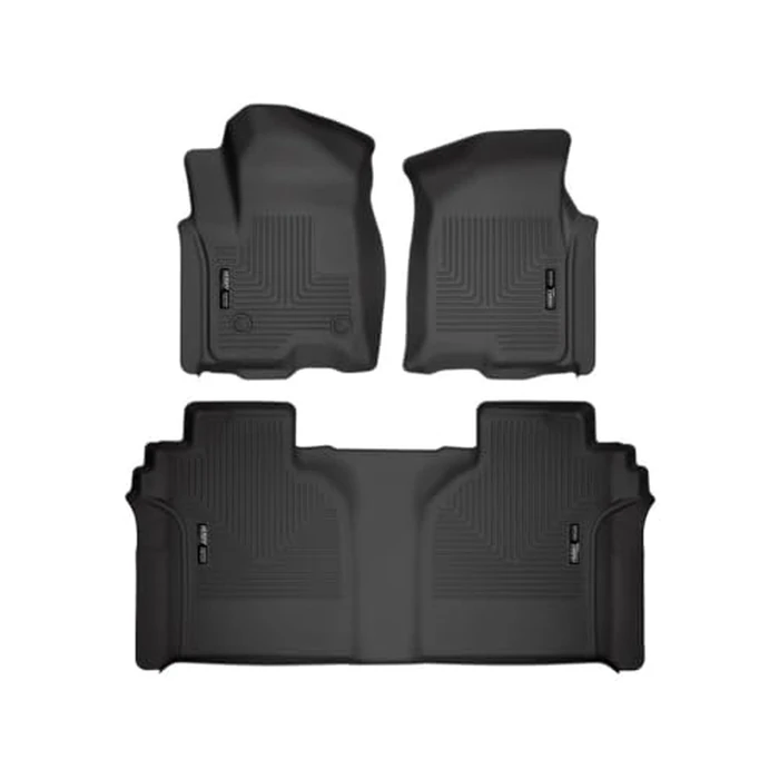 Husky Liners Weatherbeater Floor Mats | Fits 2019 - 2025 Chevrolet Silverado & GMC Sierra 1500; 2020-2025 Silv./Sierra 2500/3500 Crew Cab w/Carpet & Underseat Stg | Front & 2nd Row, 3-pc Black - 94021 by Husky Liners - Used - Very Good condition - US$121.49