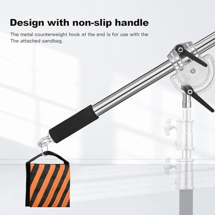 Heavy Duty Extension Boom Arm Bar for Photography C Stand and Light Stand,Adjustable 3.6-8.2ft Crossbar Holding Arm with Sand Bag for Softbox,Studio Strobe,Monolight,LED Video Light,Reflector ect. by soonpho - Image 6