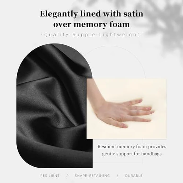 KINGS IN BAG Purse Pillow Insert to Keep Shape - Lightweight Memory Foam Insert with Satin Cover for Home Storage & Travel, Multicolor Options, Fits for Picotin 22(Black, PC22) by KINGS IN BAG - Image 4