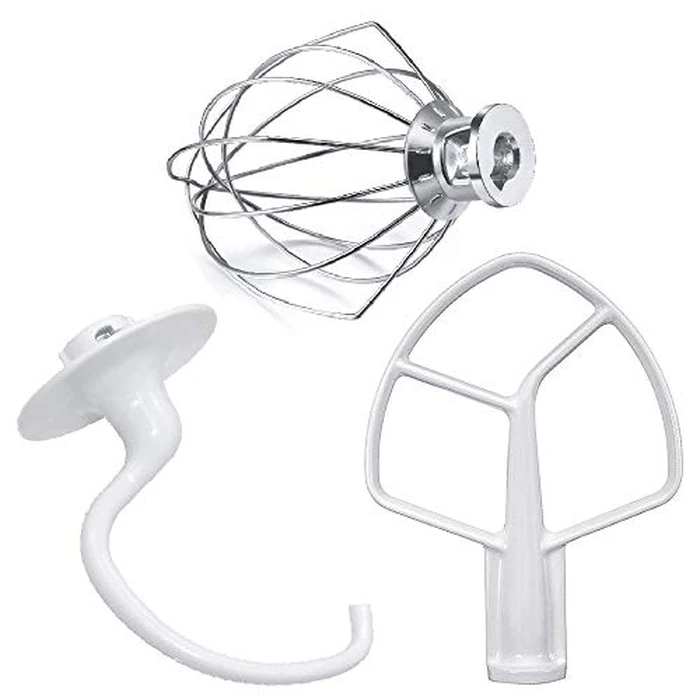 Kitchen Mixers Accessories 3-Piece Including K5AB Coated Flat Beater&K5ADH Dough Hook for Kitchen Stand Mixer&K5AWW Wire Whip for k-i-t-c-h-e-n-a-i-d k5a Tilt-Head Stand Mixer Attachments MIFLUS by Sikawai - Used - Like New condition - US$19.05