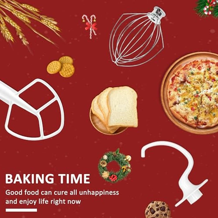 Kitchen Mixers Accessories 3-Piece Including K5AB Coated Flat Beater&K5ADH Dough Hook for Kitchen Stand Mixer&K5AWW Wire Whip for k-i-t-c-h-e-n-a-i-d k5a Tilt-Head Stand Mixer Attachments MIFLUS by Sikawai - Image 7