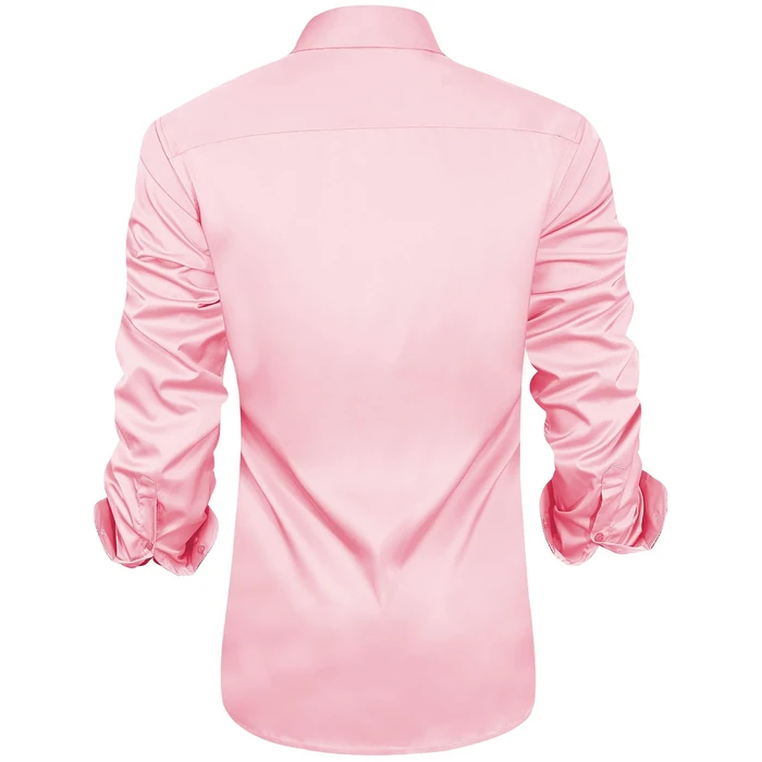 J.VER Mens Dress Shirts Contrast Collar Casual Button Down Shirt Long Sleeve Semi Formal Club Prom Stylish Tops Pink Medium by J.VER - Image 2
