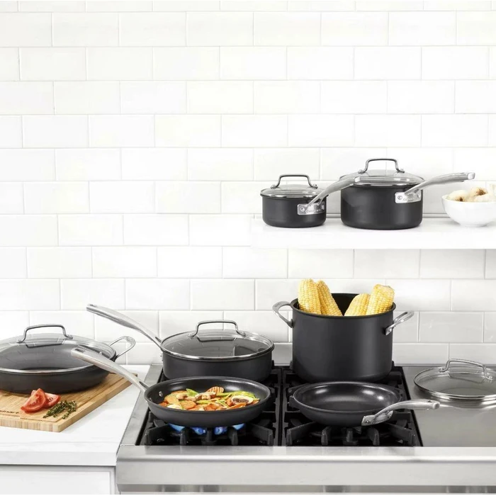 Cuisinart DSHA-12 Nonstick Cookware Set Professional Hard Anodized Glass Lids 12-Piece - Black by Cuisinart - Image 3