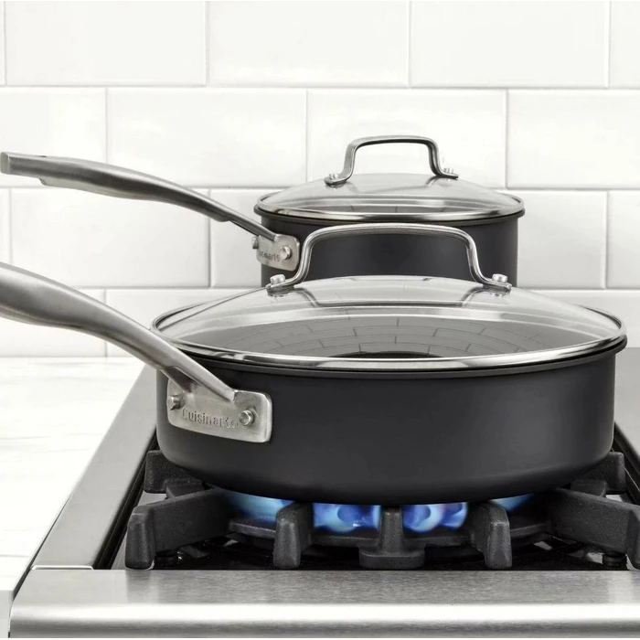 Cuisinart DSHA-12 Nonstick Cookware Set Professional Hard Anodized Glass Lids 12-Piece - Black by Cuisinart - Image 5