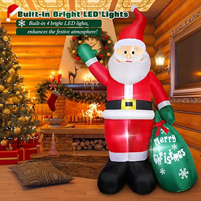 8 FT Christmas Inflatable Santa Claus Outdoor Decoration for Yard, Blow up Santa Decor with Big Gift Bag, Built-in LED Lights for Garden Patio Lawn Home Indoor Winter Holiday Party, IP44 Weatherproof by FunFanso - Image 2