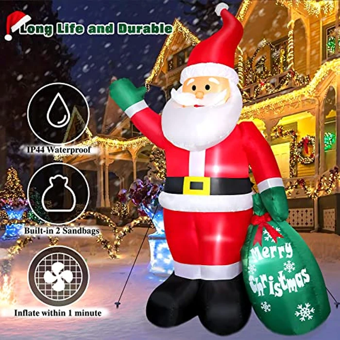 8 FT Christmas Inflatable Santa Claus Outdoor Decoration for Yard, Blow up Santa Decor with Big Gift Bag, Built-in LED Lights for Garden Patio Lawn Home Indoor Winter Holiday Party, IP44 Weatherproof by FunFanso - Image 3
