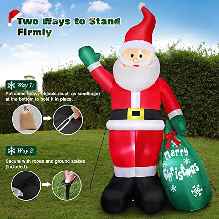 8 FT Christmas Inflatable Santa Claus Outdoor Decoration for Yard, Blow up Santa Decor with Big Gift Bag, Built-in LED Lights for Garden Patio Lawn Home Indoor Winter Holiday Party, IP44 Weatherproof by FunFanso - Image 4