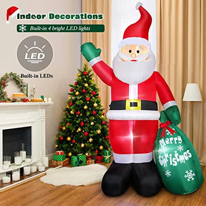 8 FT Christmas Inflatable Santa Claus Outdoor Decoration for Yard, Blow up Santa Decor with Big Gift Bag, Built-in LED Lights for Garden Patio Lawn Home Indoor Winter Holiday Party, IP44 Weatherproof by FunFanso - Image 7