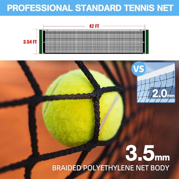 VANCL Tennis Net Outdoor Heavy Duty Professional Tennis Court Net Replacement Professional Tennis Net Nylon for Professional Tennis Courts [Includes 2 Fiberglass Dowels] by VANCL - Image 2