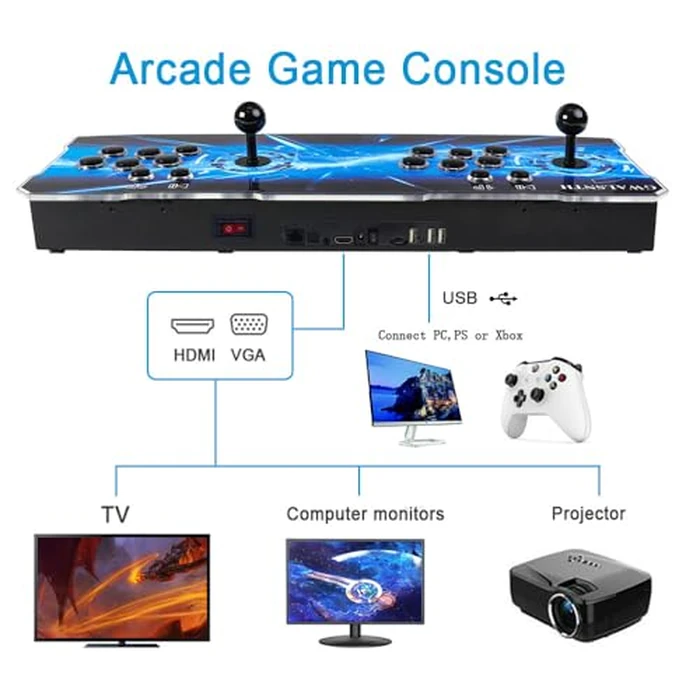 GWALSNTH 3D Pandora Box 80S Pro Arcade Games Console, 16800 in 1 HD Video Games Machine,Plug and Play Game at Home,WiFi Function by GWALSNTH - Image 4