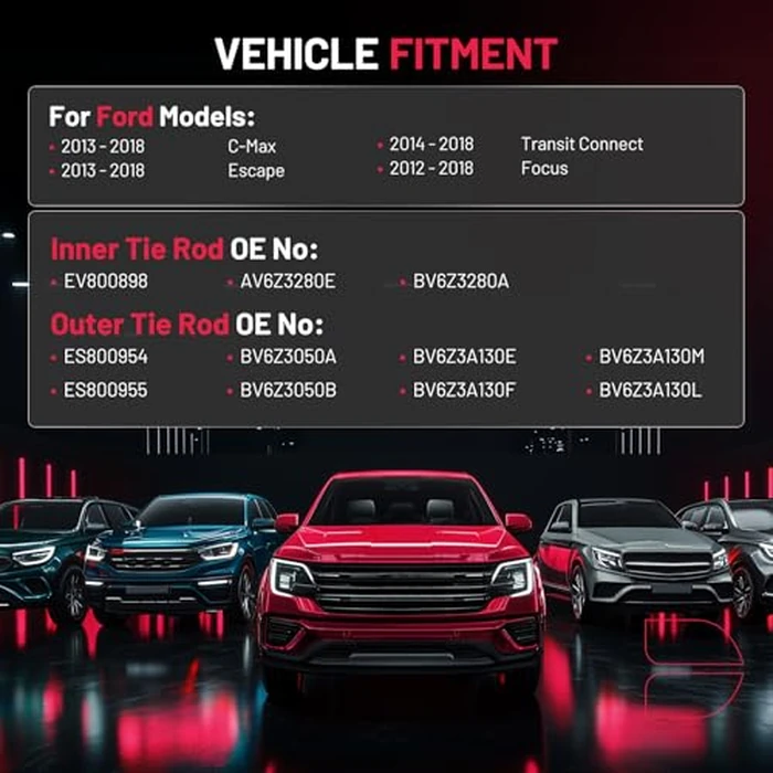 BDFHYK 4pcs Front Inner & Outer Tie Rod Ends Kit Compatible with 2013-2018 C-Max Escape 2012-2018 Focus 2014-2018 Transit Connect Replacement for EV800898 ES800954 ES800955 by BDFHYK - Image 2