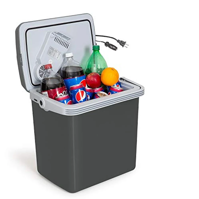 K-Box Electric Cooler and Warmer for Car and Home - 34 Quart (32 Liter) - Dual 110V AC House and 12V DC Vehicle Plugs (Grey) by Koozam - Image 1
