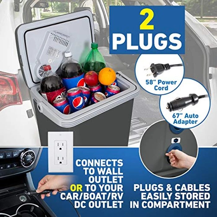 K-Box Electric Cooler and Warmer for Car and Home - 34 Quart (32 Liter) - Dual 110V AC House and 12V DC Vehicle Plugs (Grey) by Koozam - Image 7