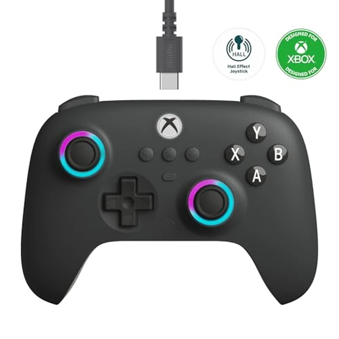 8BitDo Ultimate C Wired Controller for Xbox with Hall Effect Joysticks and Triggers, RGB Lighting Fire Ring, Compatible with Xbox Series X|S, Xbox One, Windows 10/11 - Officially Licensed (Dark Gray) by 8Bitdo - Used - Like New condition - US$26.59