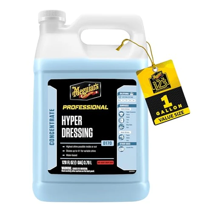 Meguiar's Hyper Dressing, 1 Gallon, Trim Shine For Drivers & Detailers- Car Wash Soap Restores Gloss And Deep Black Look; Use On Plastic And Rubber Trim, Tires, Bumpers And Wheel Wells by Meguiar's - Image 1