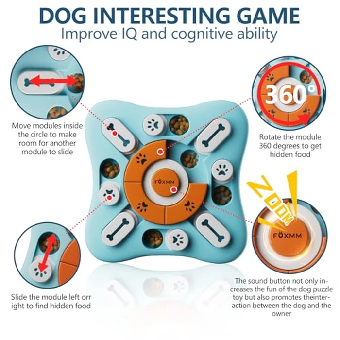 FOXMM Interactive Dog Treat Puzzle Toys for IQ Training & Mental Stimulating,Fun Slow Feeder,Large Medium Small Dogs Enrichment Toys with Squeak Design by FOXMM - Image 3