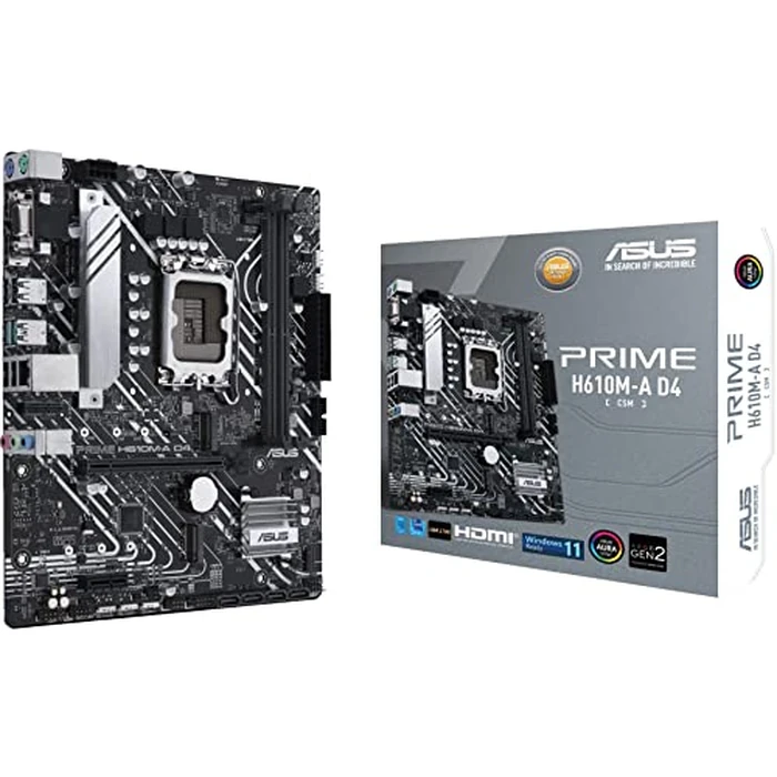 ASUS Prime H610M-A D4-CSM LGA 1700(Intel 12th Gen) Micro-ATX Commercial Motherboard (PCIe 4.0, DDR4, 2xM.2 Slots,1Gb LAN, Rear USB 3.2 Gen 2 Ports, DP/HDMI/D-Sub, SPI-TPM Header, ACCE) by Asus - Used - Very Good condition - CA$103.15