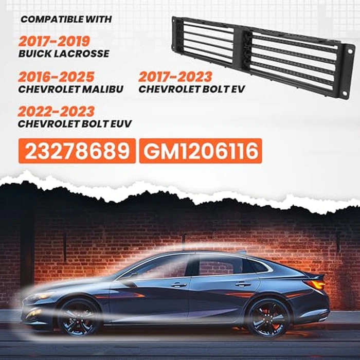 HECASA Active Grille Shutter w/o Motor Compatible with 2016-2025 Chevy Chevrolet Malibu/Bolt EV/EUV Buick LaCrosse Replacement for 23278689 GM1206116 Radiator Shutter Plastic by HECASA - Image 2