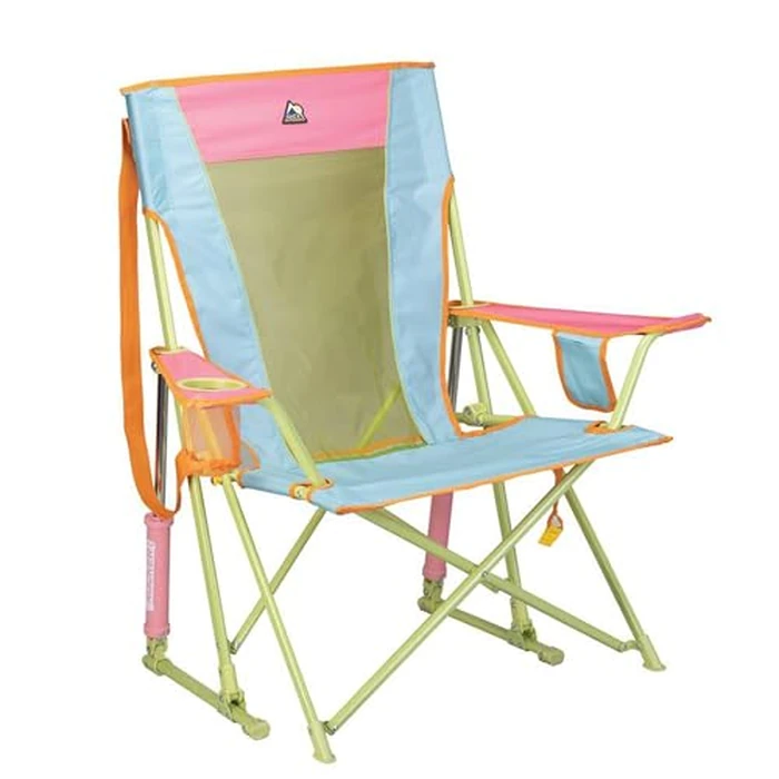 GCI Outdoor Comfort Pro Rocker Camping Chair | Portable Folding Rocking Chair with Durable Armrests & Drink Holder - Sweet Tea by GCI Outdoor - Used - Like New condition