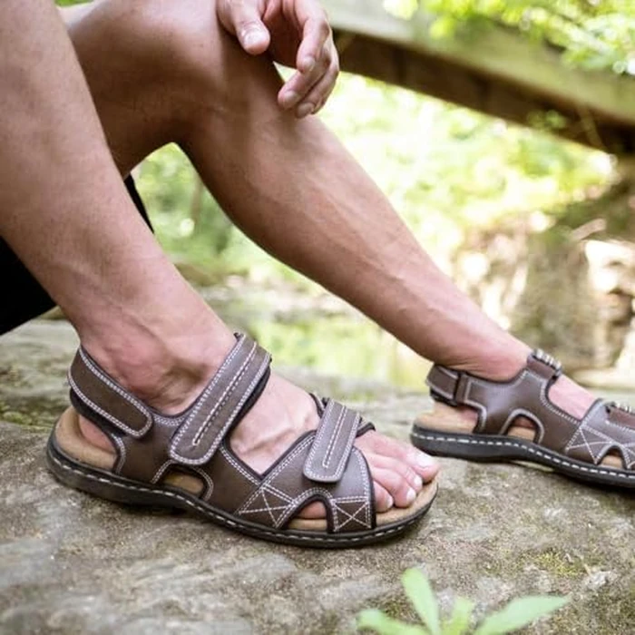 DOCKERS Mens Newpage Outdoor Sport Sandals for Men - Memory Foam Comfort & Adjustable Straps, Dark Tan, 9 Wide by DOCKERS - Image 2
