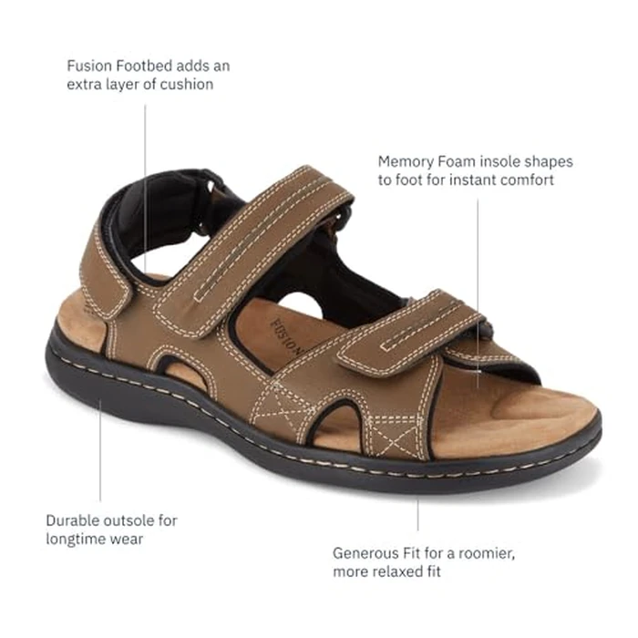 DOCKERS Mens Newpage Outdoor Sport Sandals for Men - Memory Foam Comfort & Adjustable Straps, Dark Tan, 9 Wide by DOCKERS - Image 8