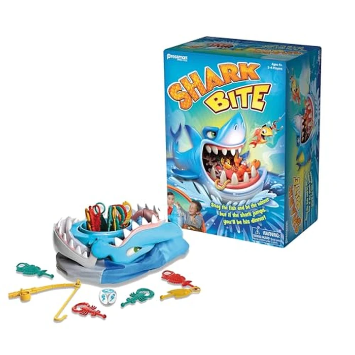 Shark Bite -- Roll the Die and Fish for Colorful Sea Creatures Before the Shark Bites Game! by Pressman Blue Sky, 5" by Pressman - Image 1