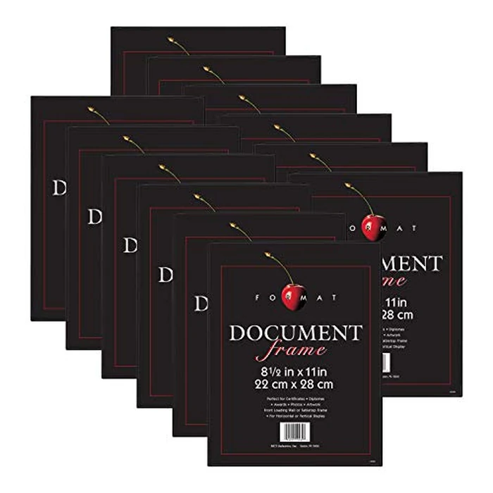 MCS Format 8.5x11 Diploma Frame, Black Picture Frame Wall Hanging or Tabletop Easel for Documents, Awards & Certificates (12-Pack) by MCS - Used - Very Good condition - US$41.35
