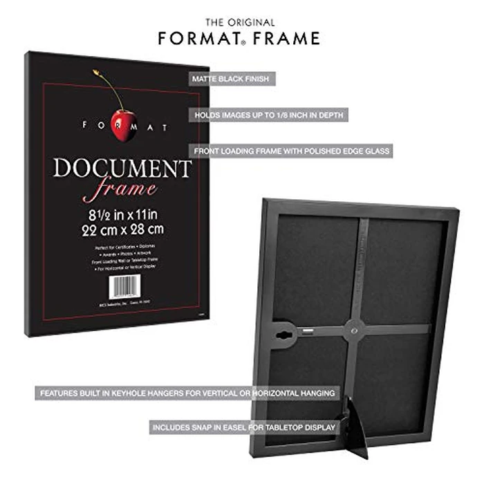 MCS Format 8.5x11 Diploma Frame, Black Picture Frame Wall Hanging or Tabletop Easel for Documents, Awards & Certificates (12-Pack) by MCS - Image 4