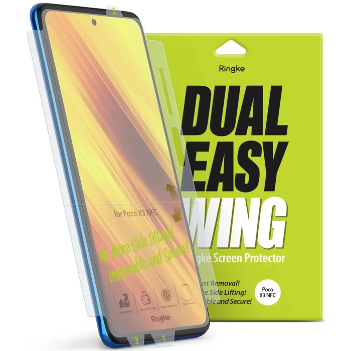 Ringke Dual Easy Wing Screen Protector for Xiaomi Poco X3 NFC (2 Pack) - Clear by Ringke - Image 1