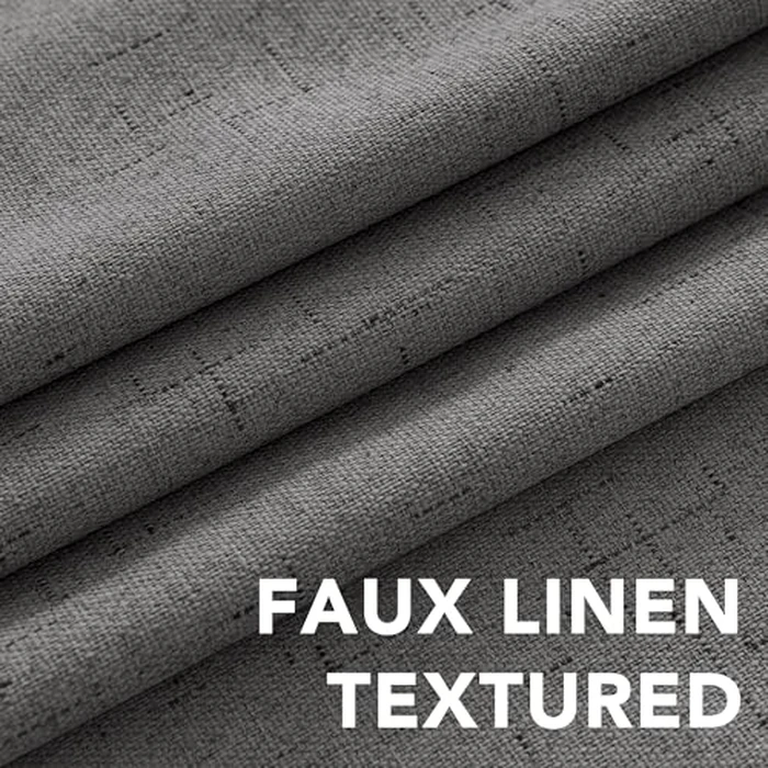 H.VERSAILTEX Linen Blackout Curtains 72 Inches Long 100% Absolutely Blackout Thermal Insulated Textured Linen Look Curtain Draperies Anti-Rust Grommet, Energy Saving with White Liner, 2 Panels, Grey by H.VERSAILTEX - Image 4