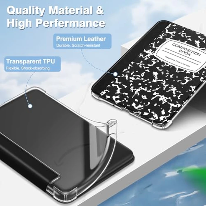 Fintie Slim Case for 6" Kindle (11th Generation-2024/2022 Release), Ultra Clear Soft Flexible Transparent TPU Back Cover Light Shell Auto Wake/Sleep for Kindle 2024/2022 11th Gen, Composition Book by FINTIE - Image 4