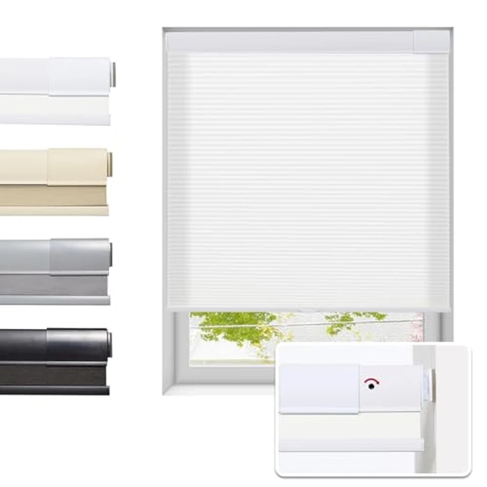 Tonature No Drill No Tools Cellular Shades for Windows, Cordless Honeycomb Blinds Easy to Install, Thermal Insulated Noise Reduction Blinds for Indoor Windows, White(Light Filtering), 21" W x 64" H by Tonature - Used - Good condition - CA$28.05